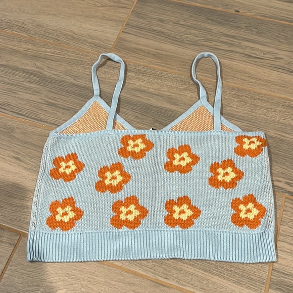 Zara Floral Jacquard Knit Crop Top size Large - Picture 5 of 6